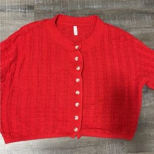Red Button-Up Cardigan
